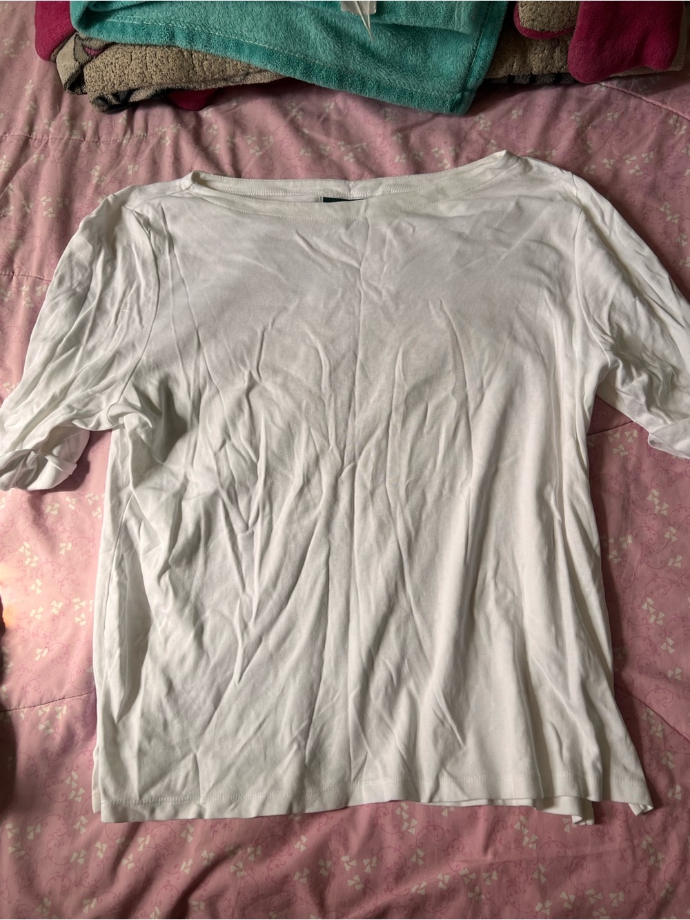 Karen Scott White Short Sleeve Boatneck Top